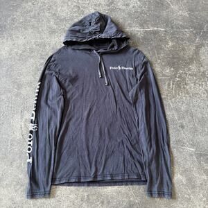 Ralph Lauren Polo Hoodie Sweatshirt Mens S Black Denim Supply Faded Lightweight